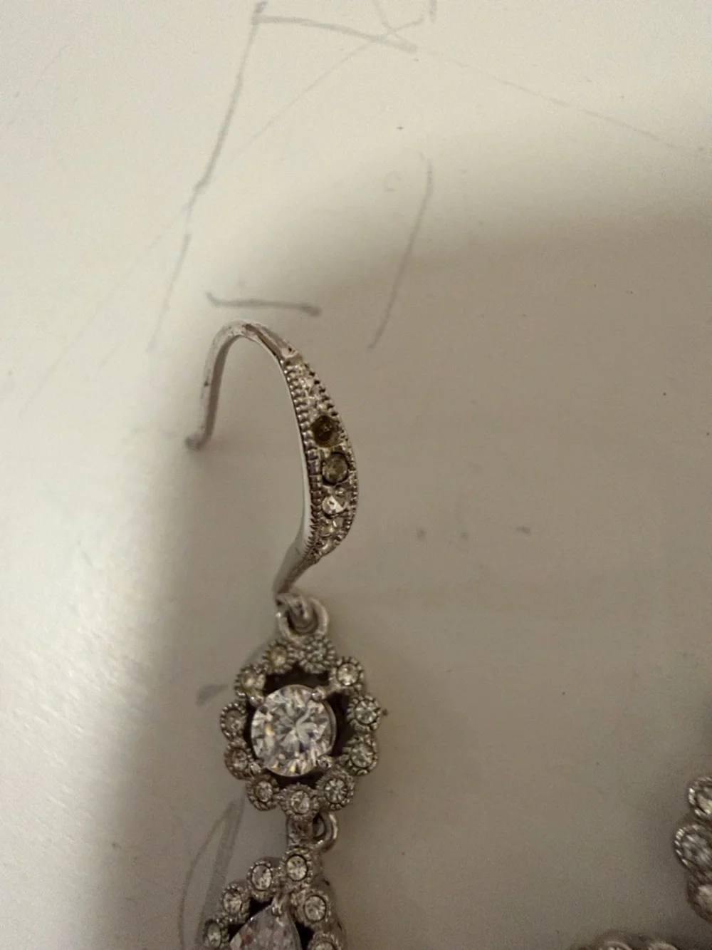 Elegant Silver Crystal Drop Earrings - Long Dangle Earrings - Picture 3 of 7